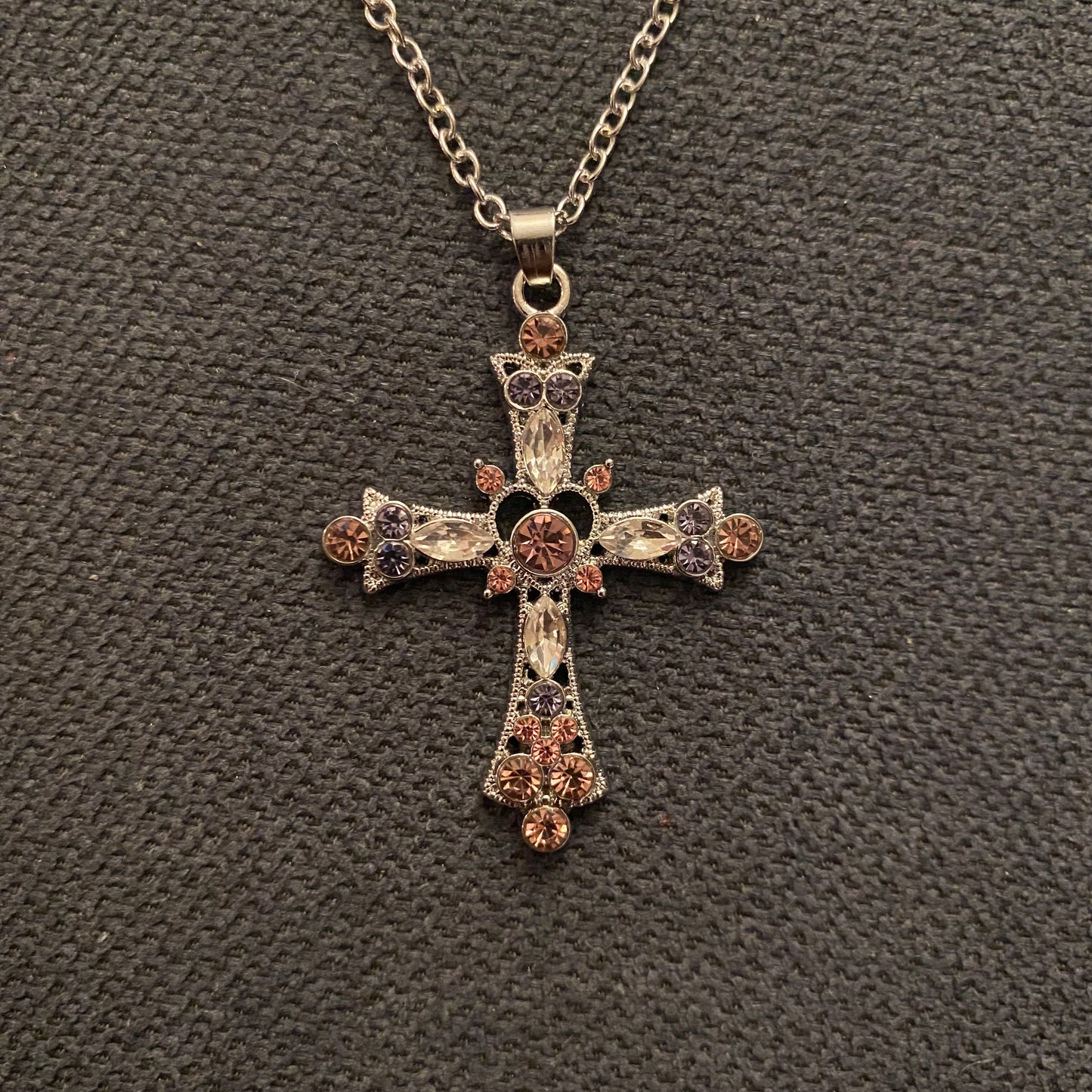 Crystal Pink Cross Chain