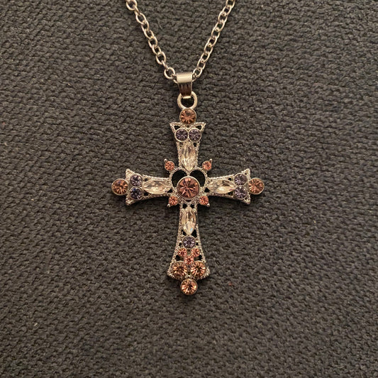 Crystal Pink Cross Chain