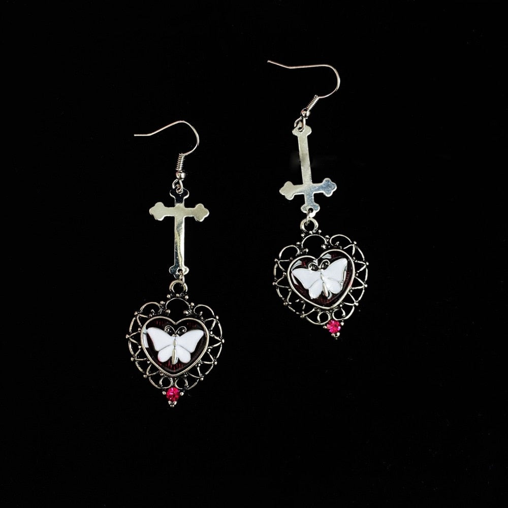 Butterfly Cross Earrings