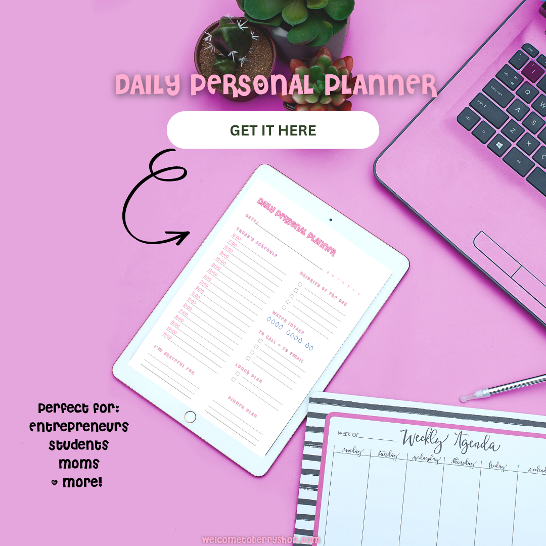 Daily Personal Planner Pink (Digital Download/Printable)